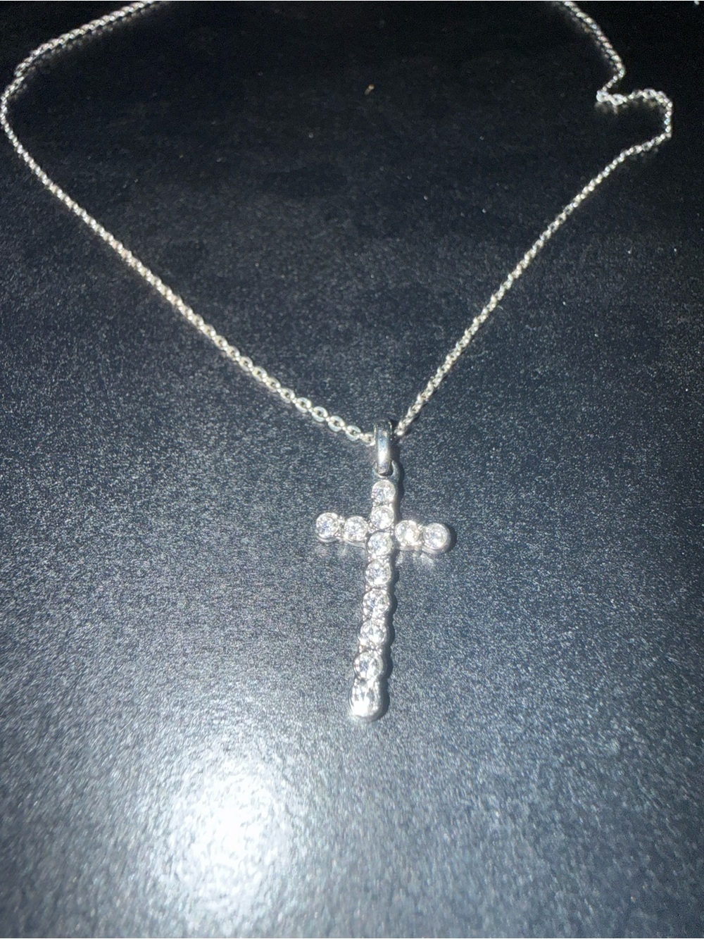 Touchstone Crystal by Swarovski Faith Cross Pendant Necklace - Silver Tone